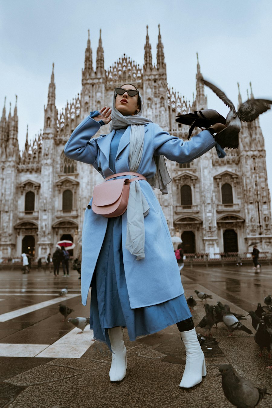 Powder blue wool coat