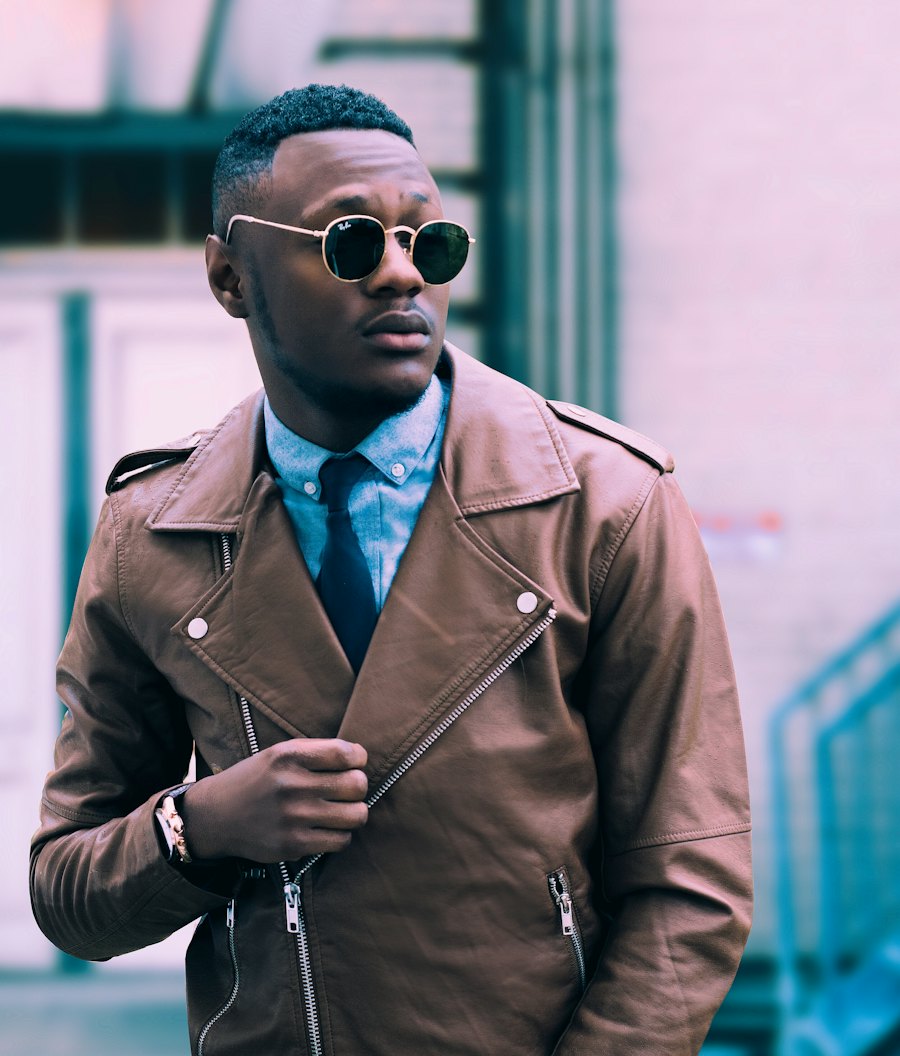 Tan leather biker jacket