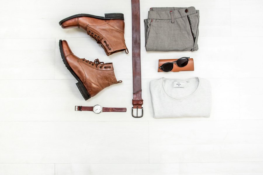 Brown leather lace-up boots