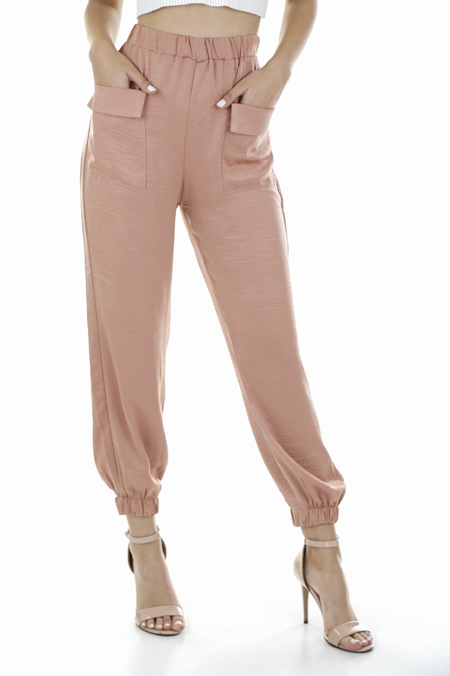 Dusty pink cargo trousers